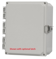1086HOLF: Opaque Hinged Lid Includes Latches 10"x8"x6" NEMA 4 Polycarbonate Enclosure