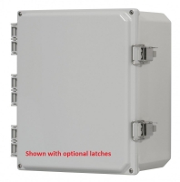 12106HOLF: Opaque Hinged Lid Includes Latches 12"x10"x6" NEMA 4 Polycarbonate Enclosure